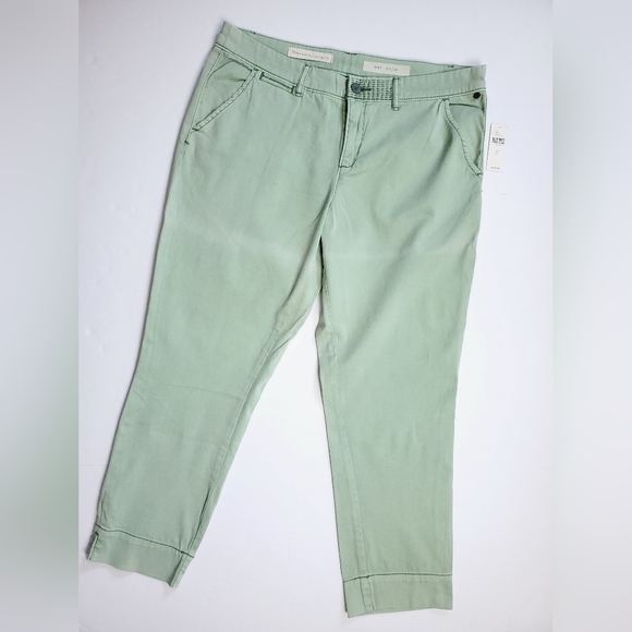 NWT Pilcro And The Letterpress Moss Green Cotton Stet Capri Womens 31 Imperfect - Picture 1 of 15